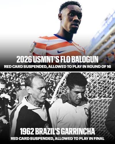 There is precedent in World Cup history for a player's suspension getting overturned. 64 years ago, Brazil's Garrincha was to be suspended for the final, but host nation Chile led a successful There is precedent in World Cup history for a player's suspension getting overturned. 64 years ago, Brazil's Garrincha was to be suspended for the final, but host nation Chile led a successful