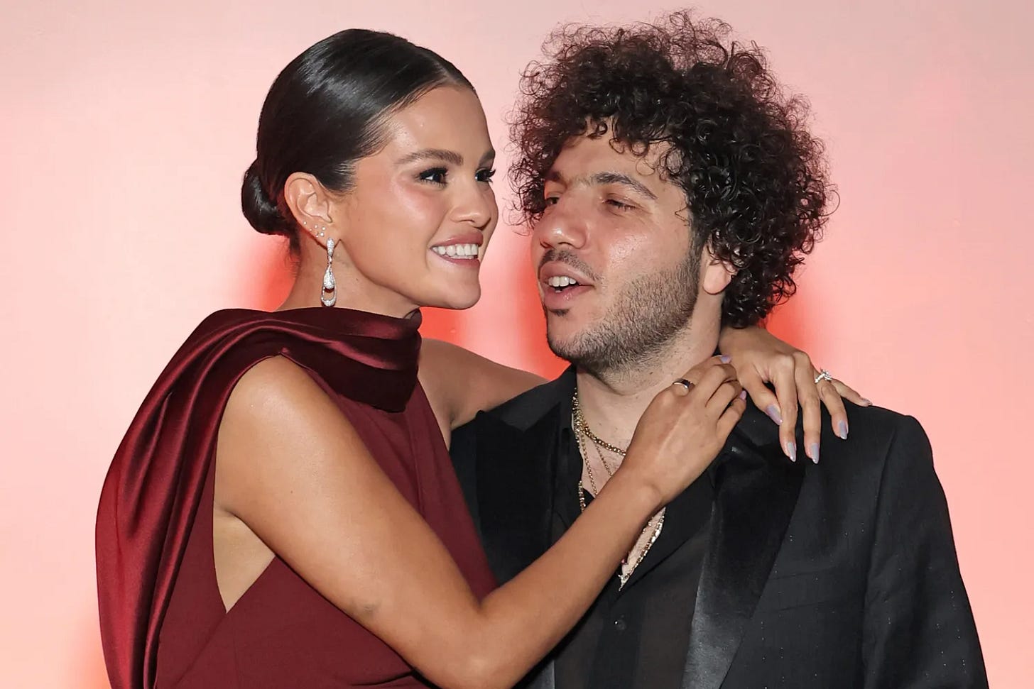 Selena Gomez and Benny Blanco attend the Third Annual Rare Impact Fund Benefit hosted by Selena Gomez at Nya Studios on October 29, 2025 in Los Angeles, California. 