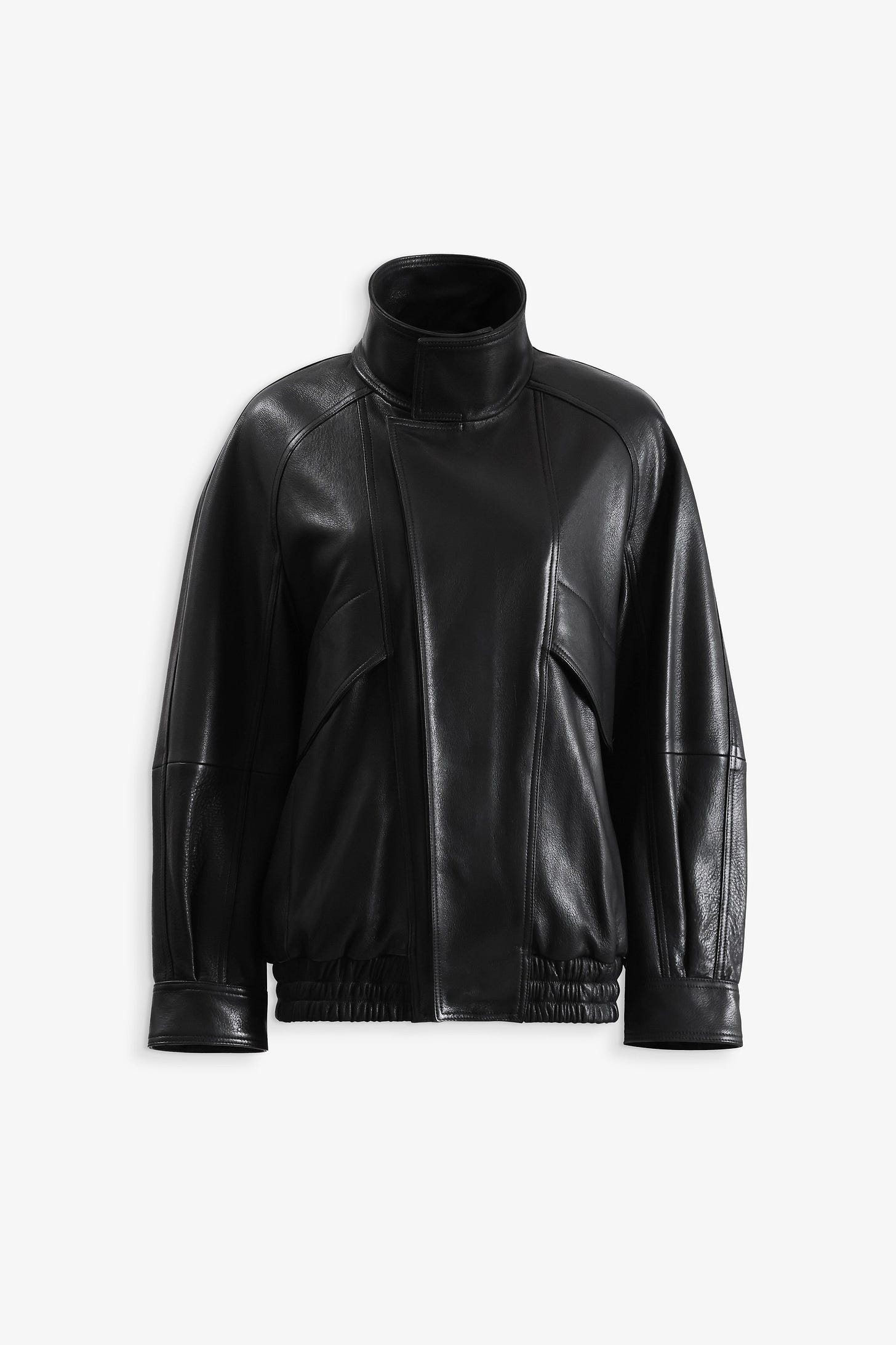 Nour Hammour Ariste Fluid Leather Jacket Black - Silhouette