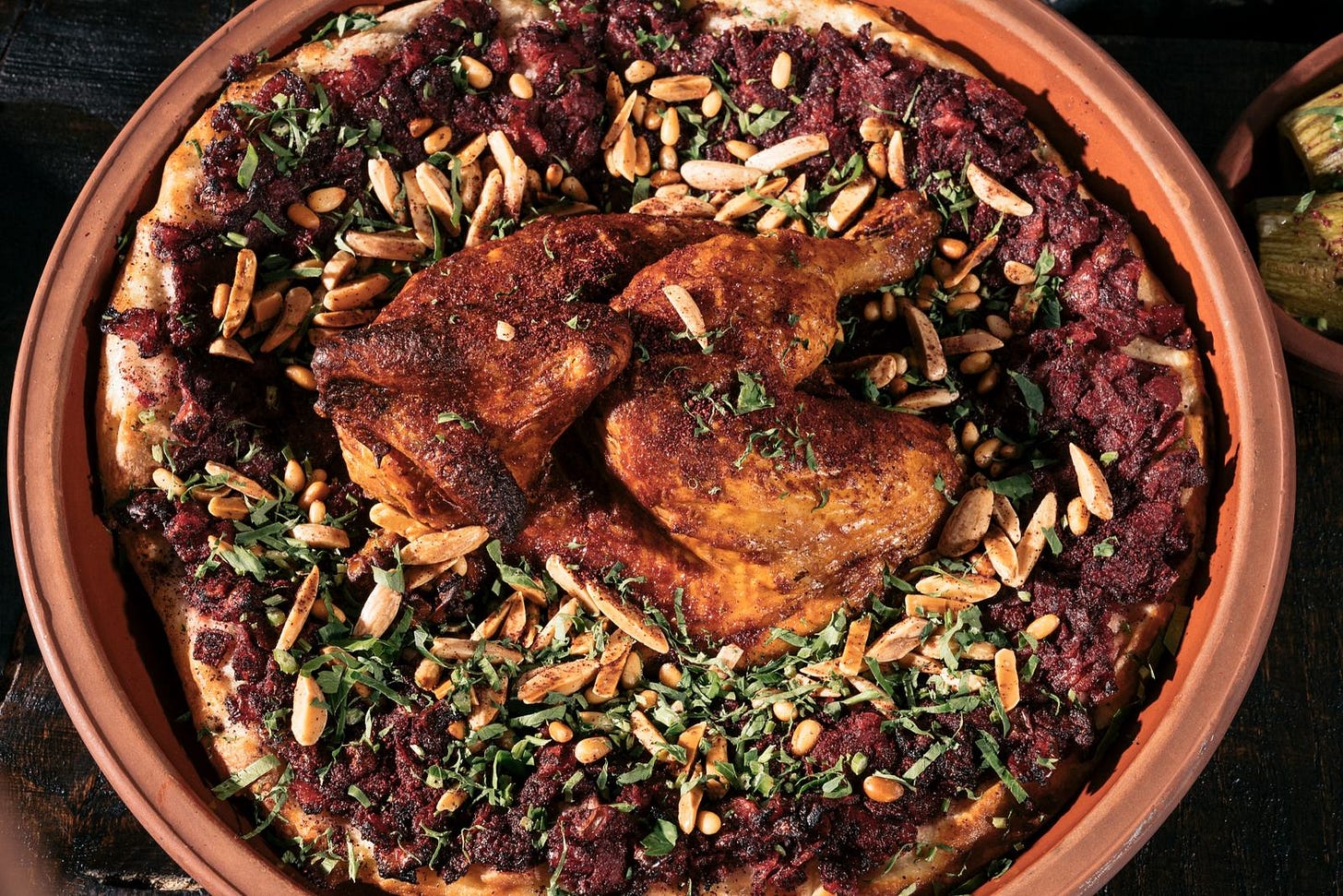 A bowl of msakhan.