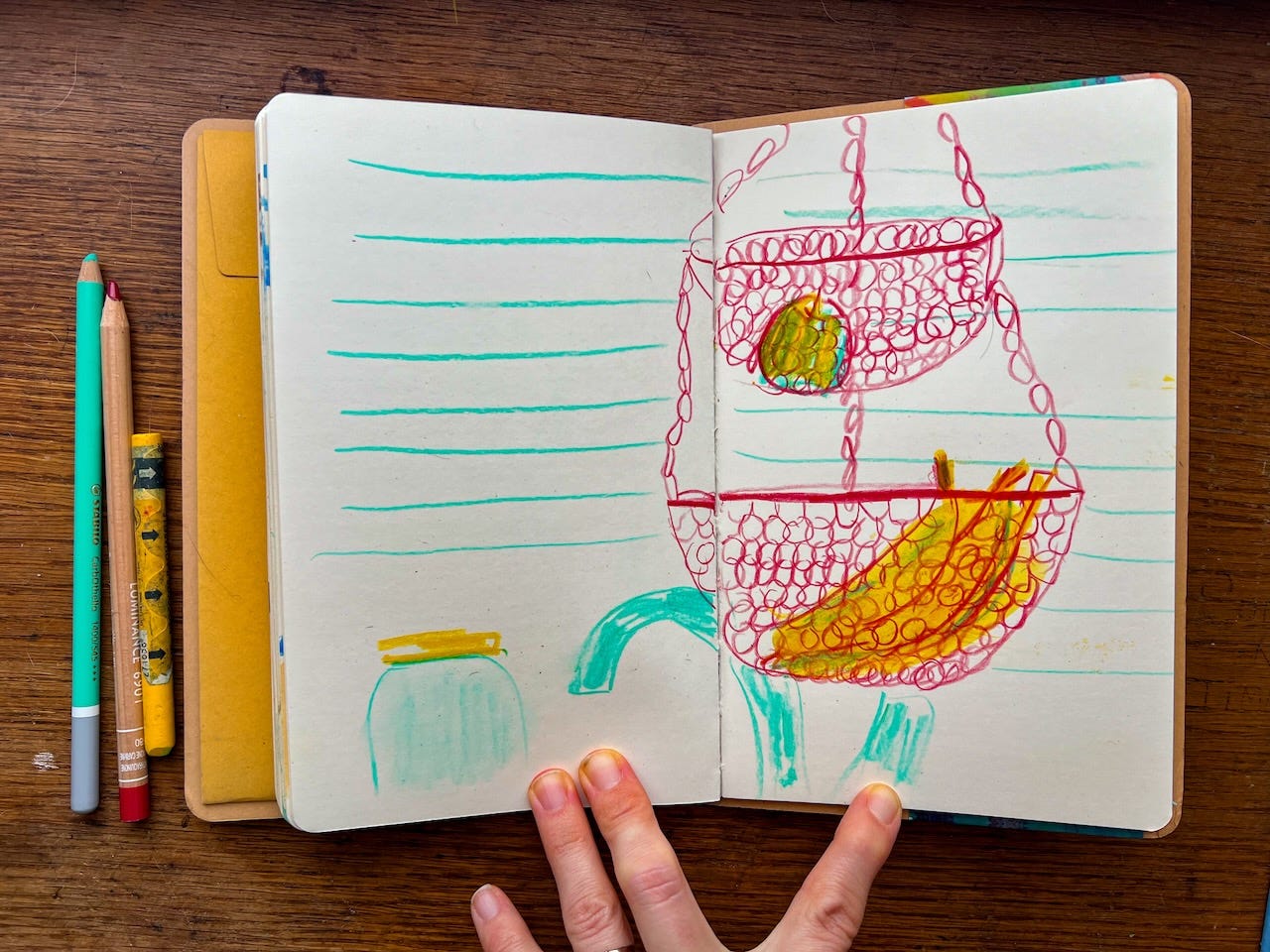hanging fruit illustrated in a sketchbook