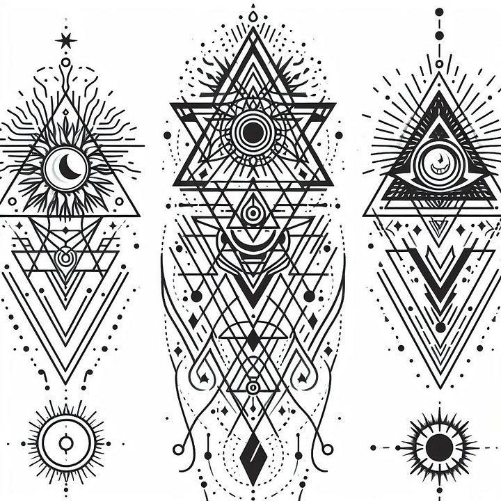 flash paper of geometric spiritual tattoos