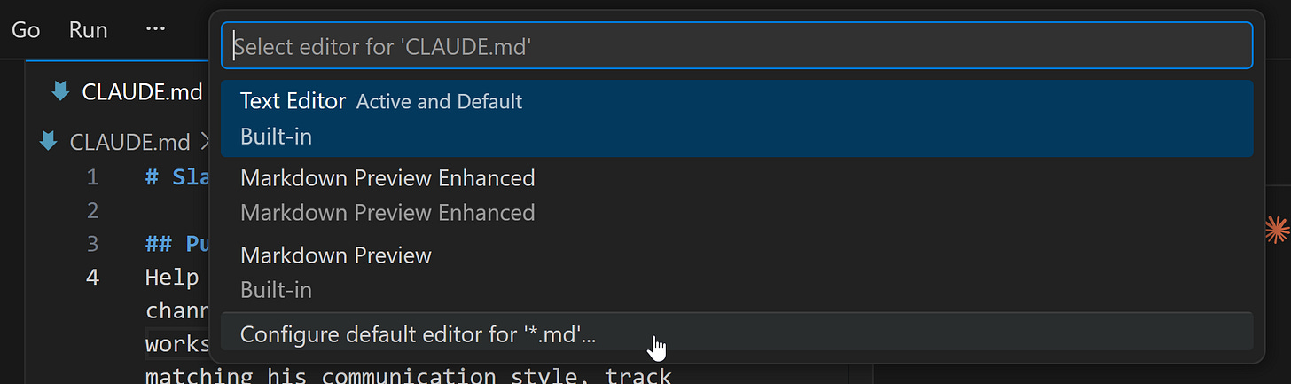 WYSIWYG editor for .md files by default