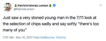 Screenshot of a funny tweet about chips Screenshot of a funny tweet about chips