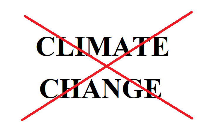 the phrase 'climate change' crossed out