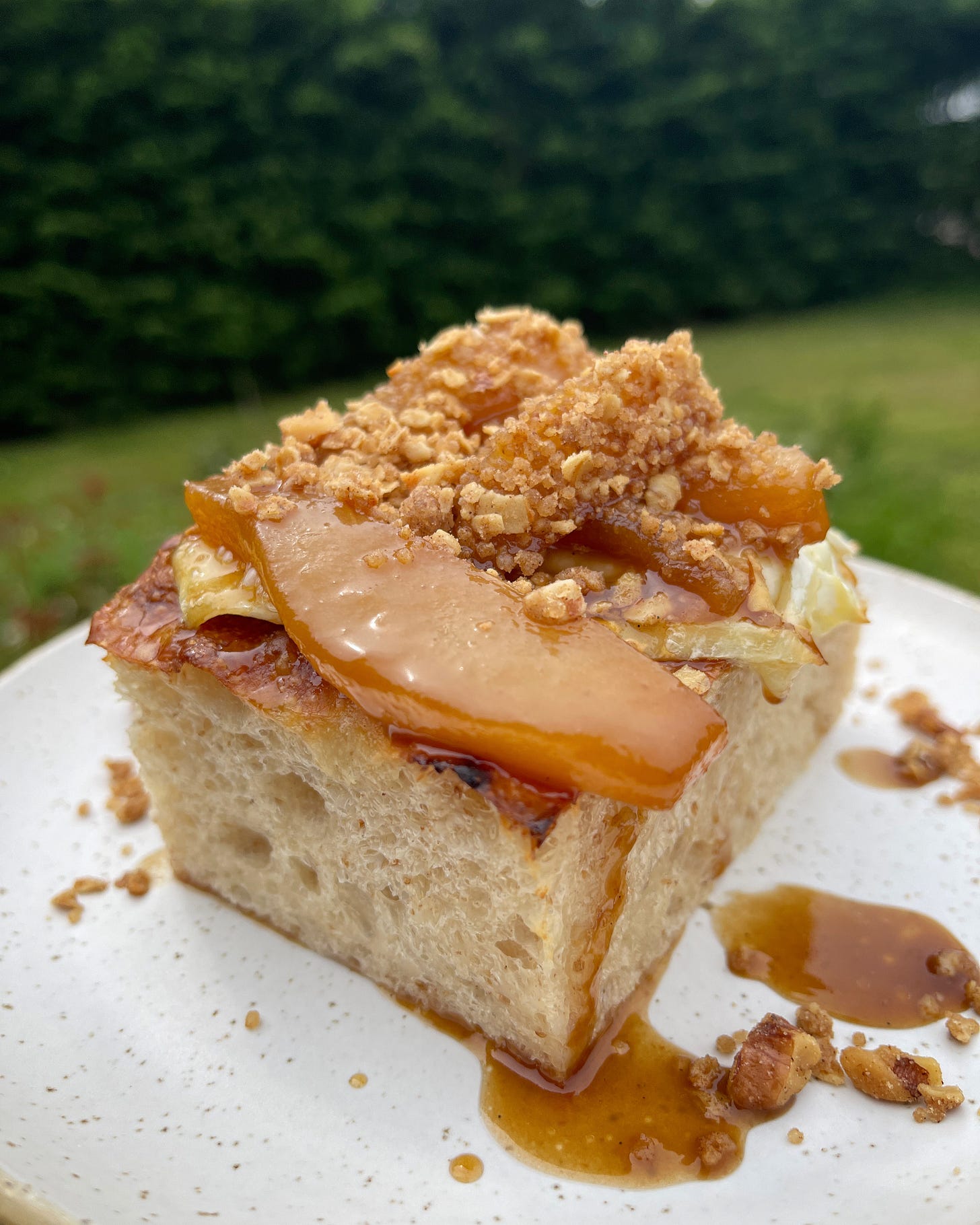 focaccia miso pear streusel