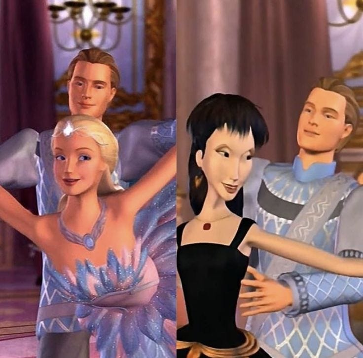 This may contain: two pictures of people in different outfits and one is wearing a tiara, while the other has an arm around her neck This may contain: two pictures of people in different outfits and one is wearing a tiara, while the other has an arm around her neck