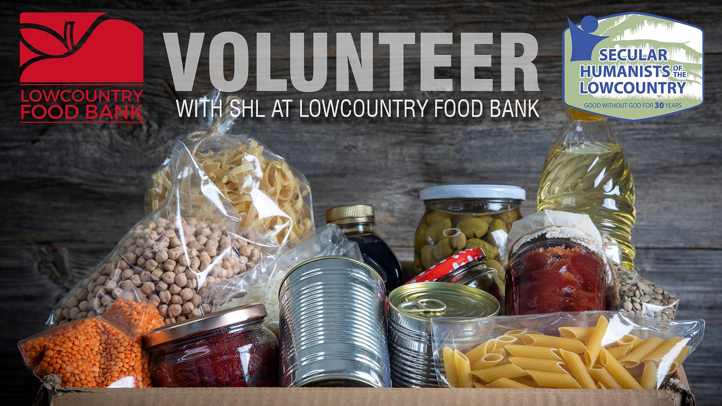 Volunteer at LC Food Bank banner