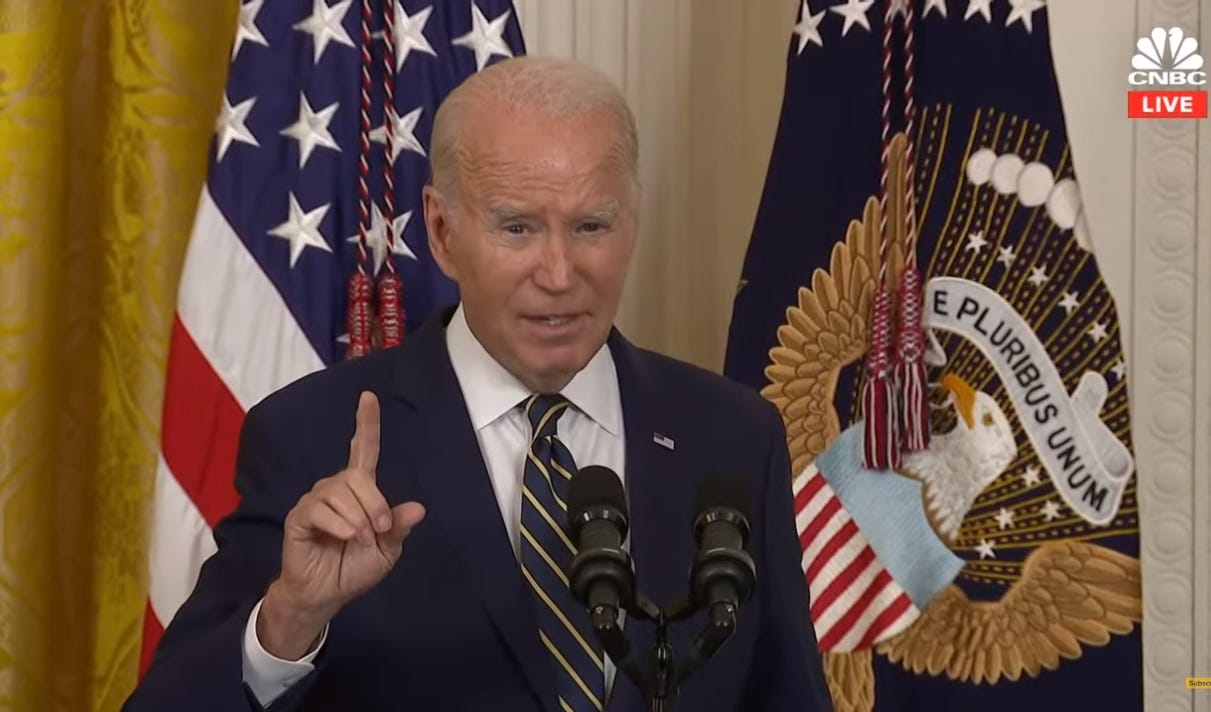 Video screenshot of Joe Biden speaking at the White House Video screenshot of Joe Biden speaking at the White House