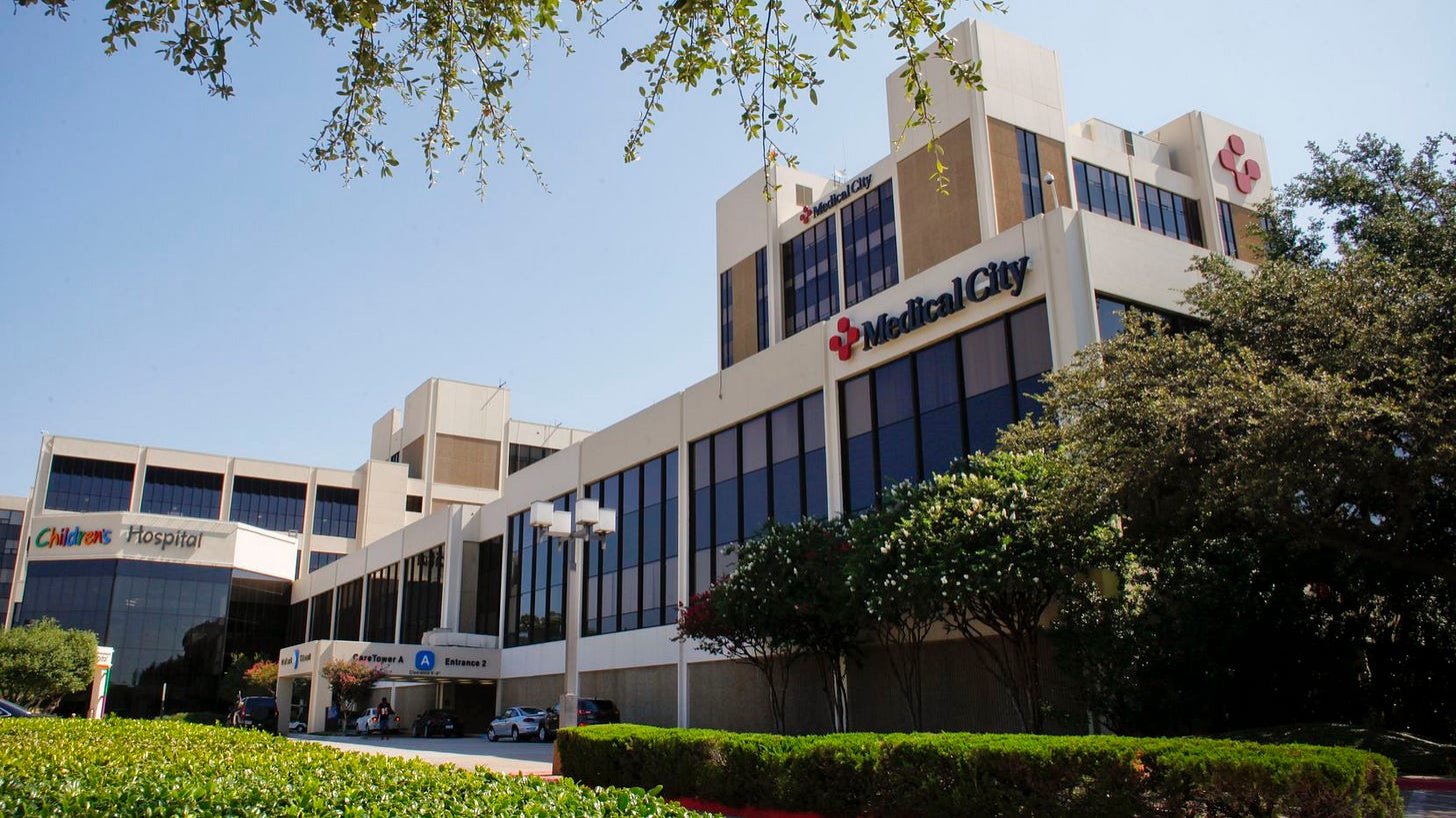 Medical City in Dallas, one of HCA Healthcare's largest hospitals in North Texas.