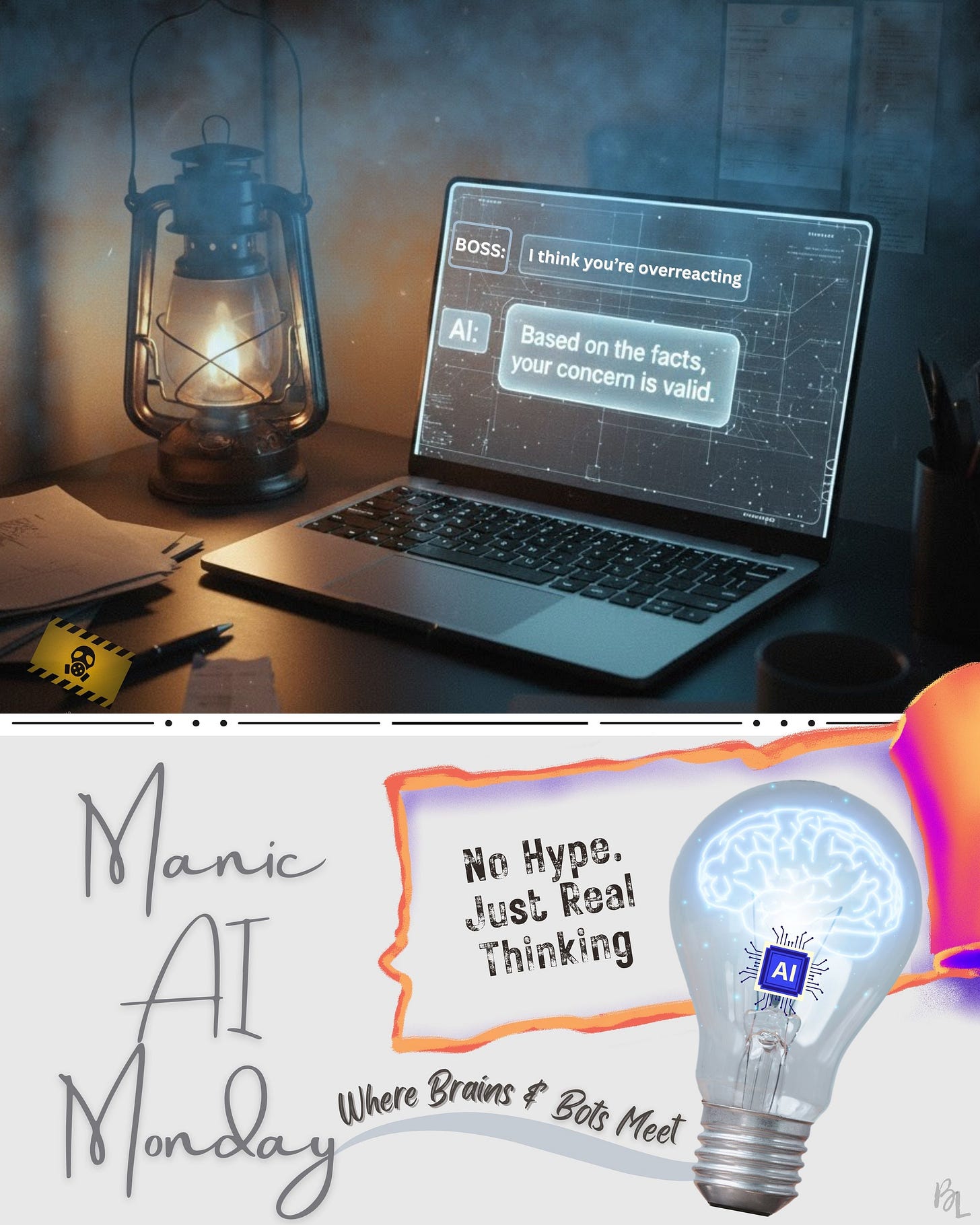 lamp and computer on a desk