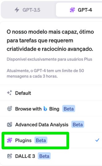 Figura 13 seleção de plugins chatgpt-4 inteligencia artificial openai
