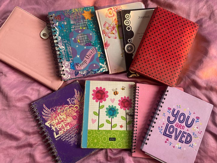 Pictures of notebooks arranged on a surface