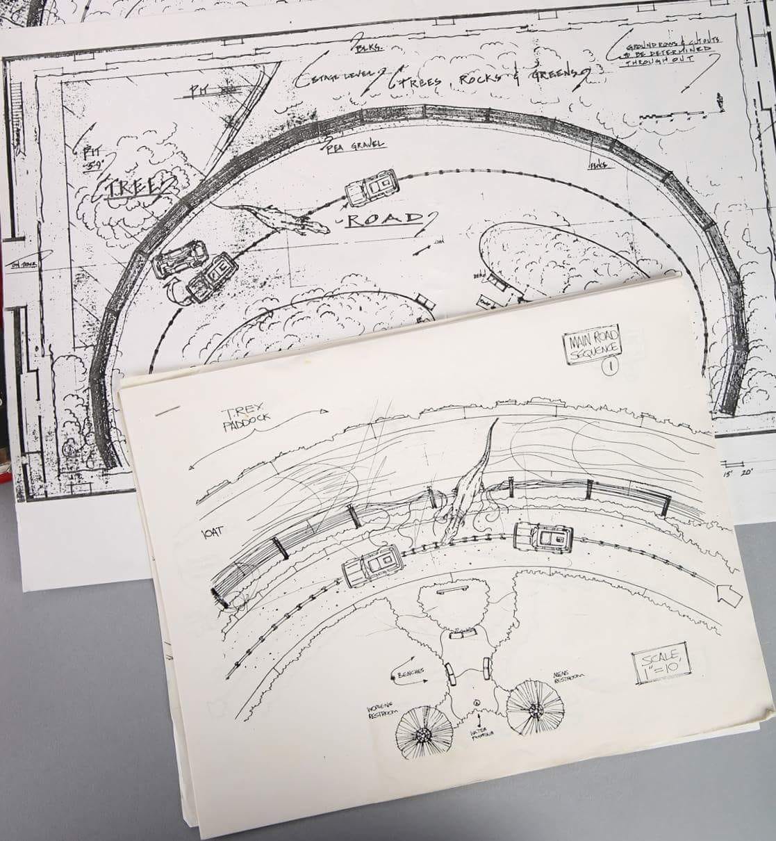 If you've ever wondered why there's a pit in the T. rex Paddock, here's the original set schematic: : r/JurassicPark If you've ever wondered why there's a pit in the T. rex Paddock, here's the original set schematic: : r/JurassicPark