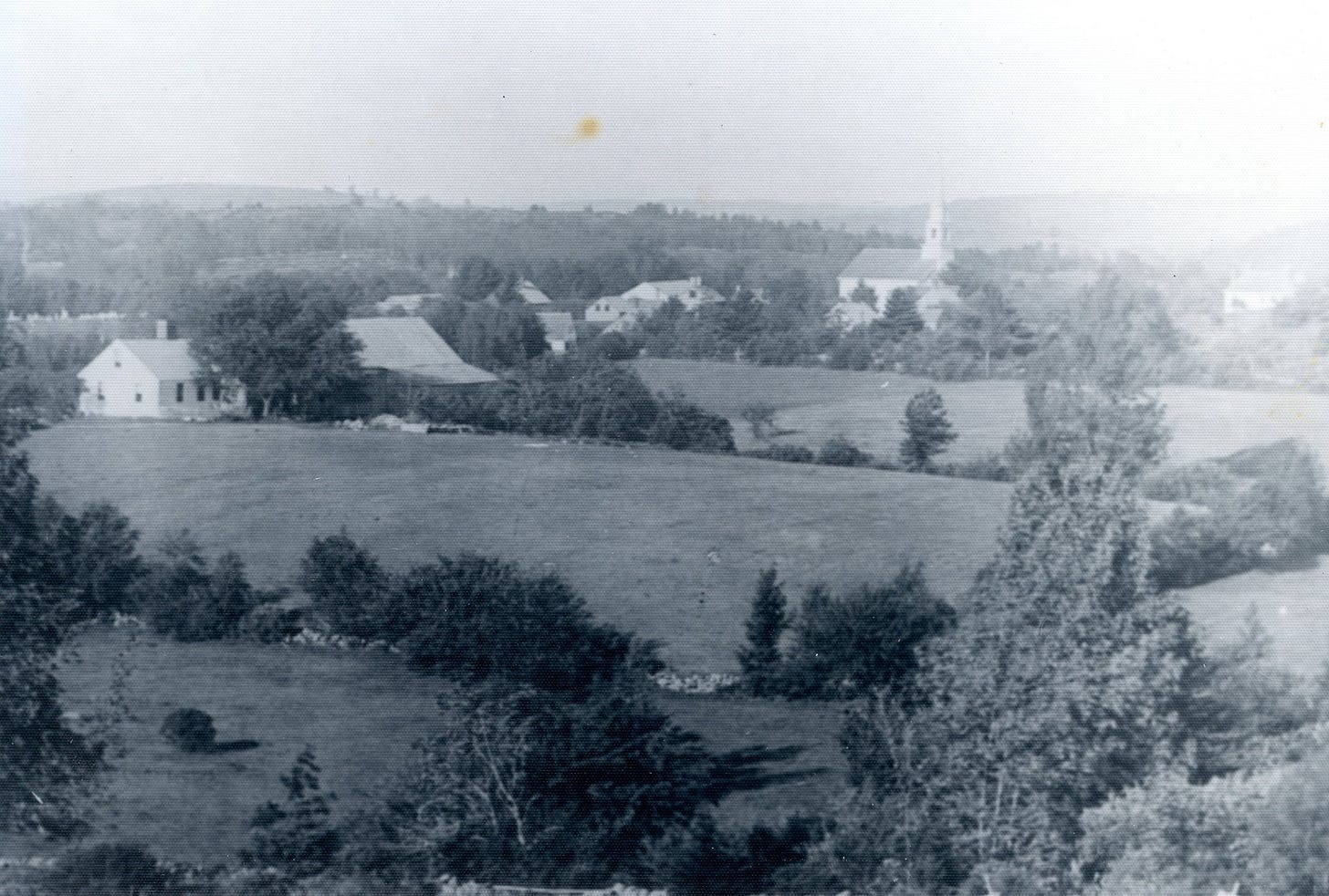 Panorama of fields and houses