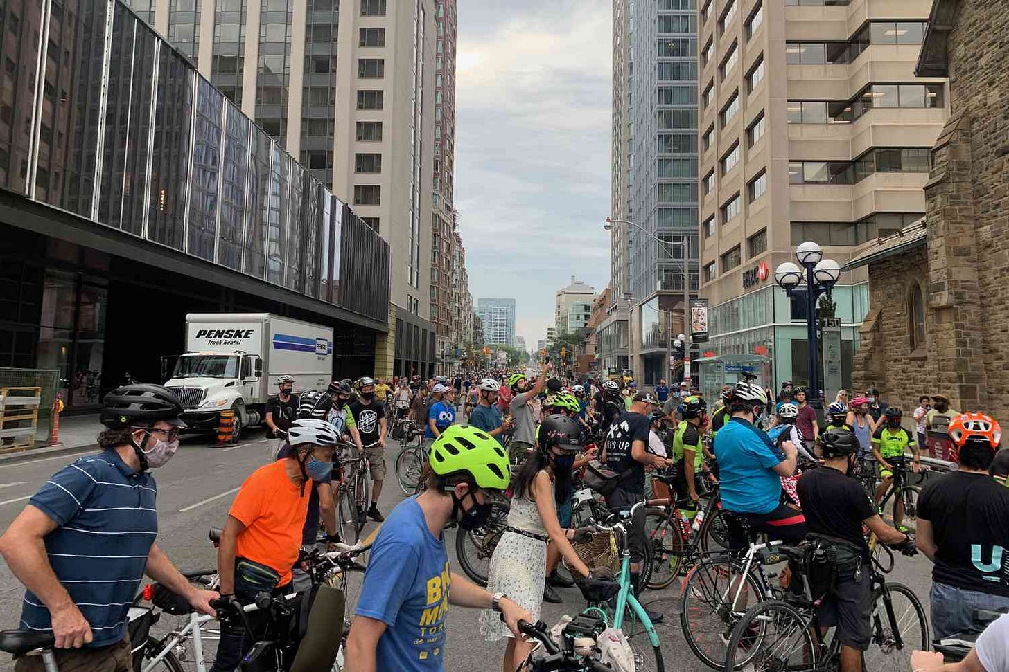 Cyclists assembled after ghost ride