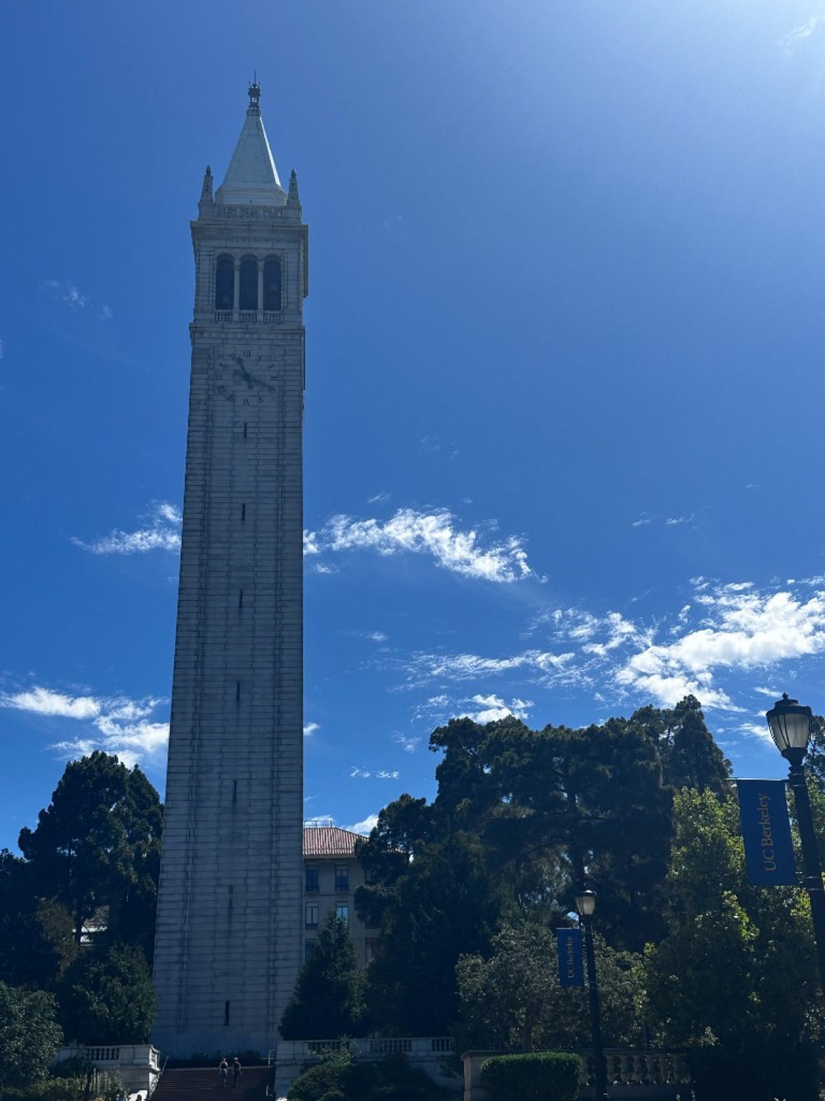 UC Berkeley Campanile with campus banners UC Berkeley Campanile with campus banners