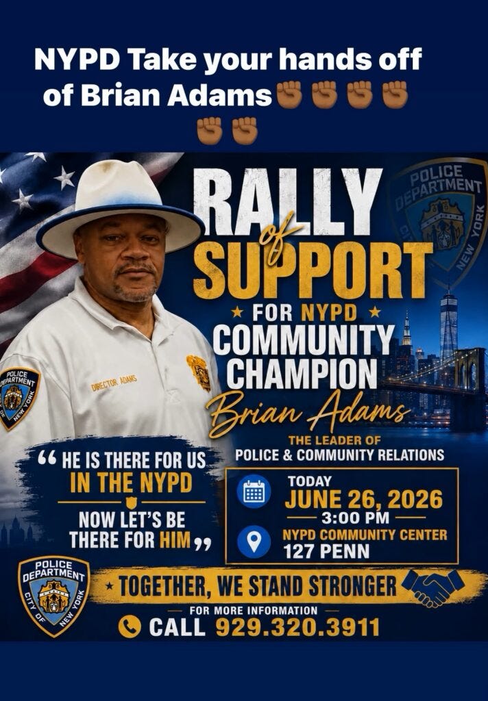 NYPD's Two-Tier Justice: Brian Adams’ firing raises questions about NYPD discipline, Taylor, Tisch, Zhu, and accountability.