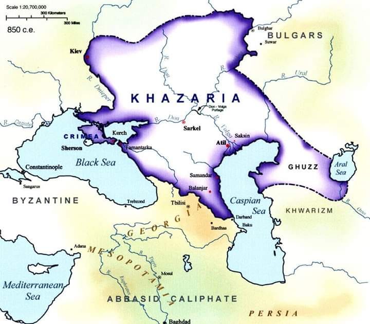 Map of the Khazar Empire at its height.