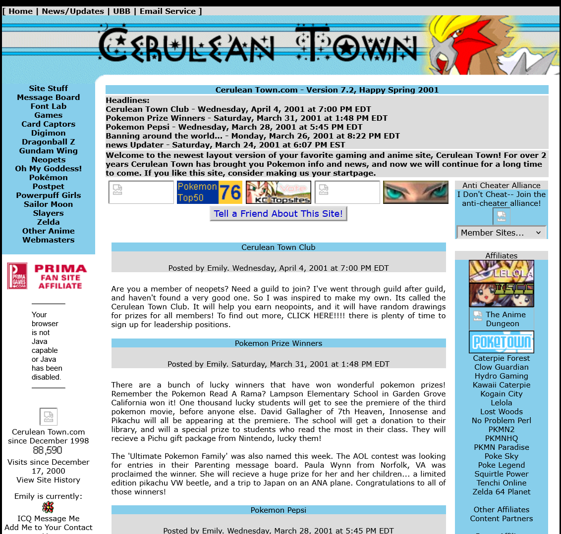 Cerulean Town’s layout (April 2001) Cerulean Town’s layout (April 2001)