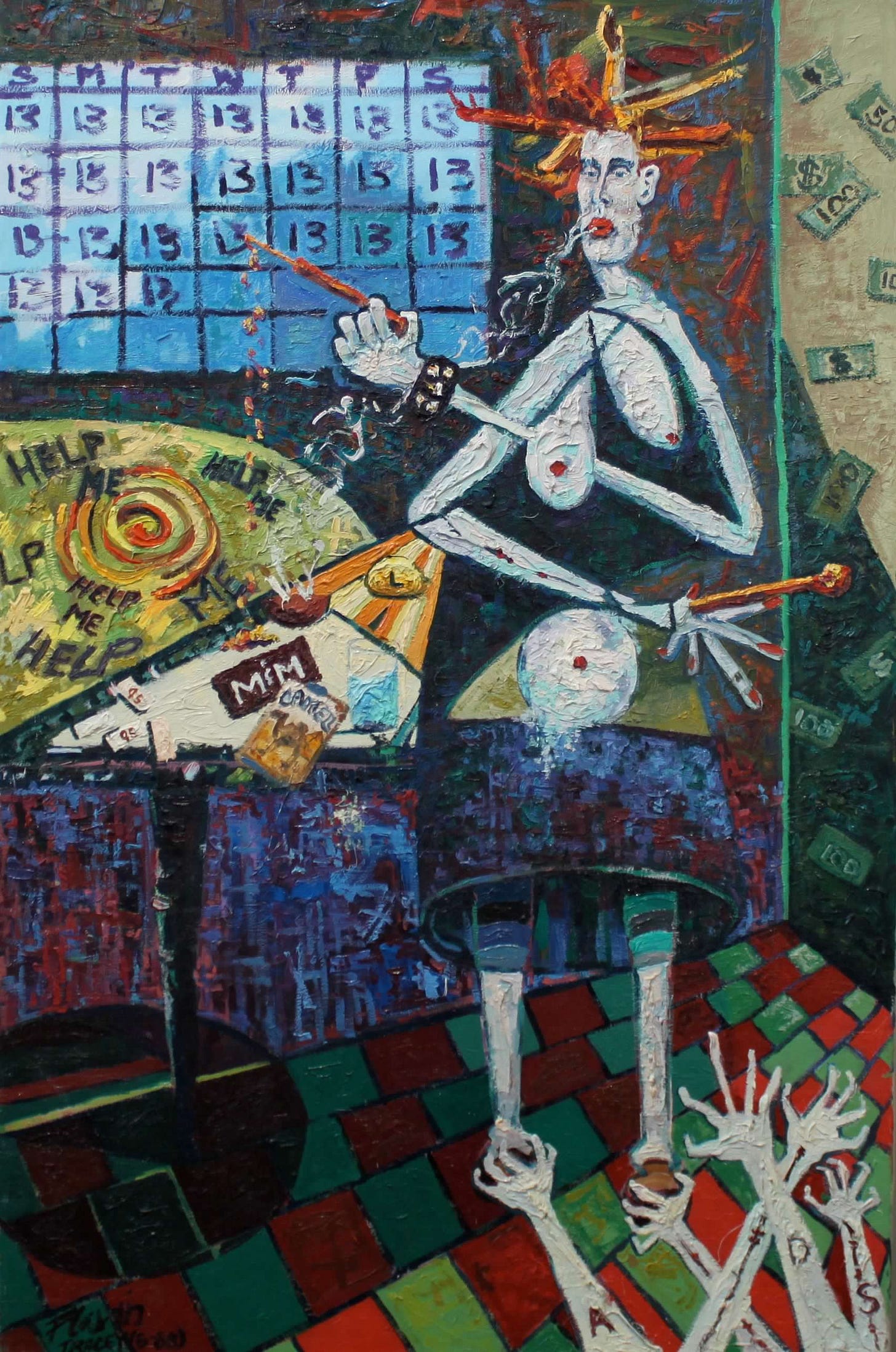 A painting of a person smoking a cigarette

Description automatically generated