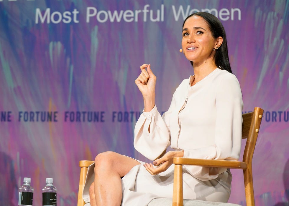 washington, dc october 14: (editorial use only) duchess of sussex and founder of as ever meghan markle speaks onstage during fortune most powerful women summit 2025 at salamander hotel on october 14, 2025 in washington, dc. (photo by leigh vogel/getty images for fortune media)