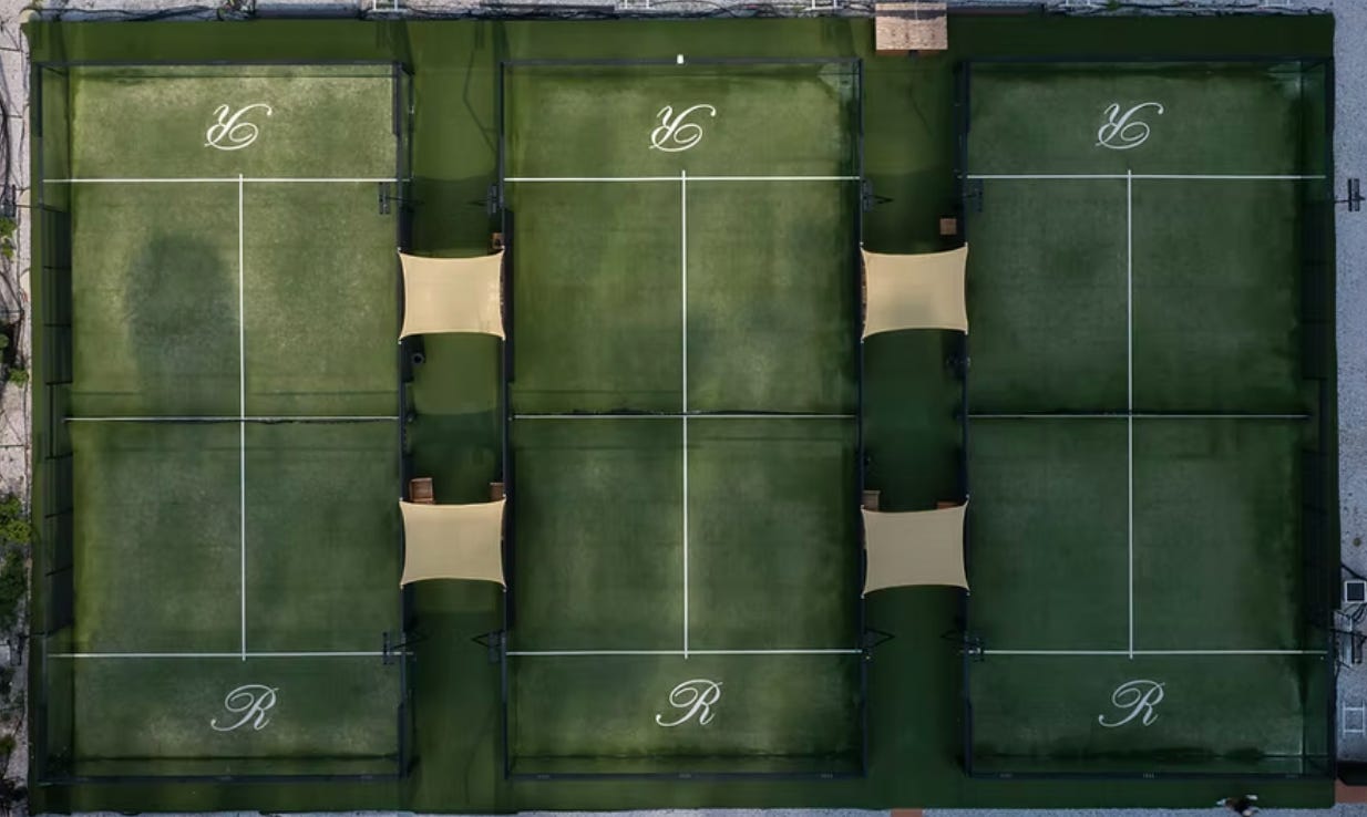 Three outdoor padel courts at Reserve Hudson Yards in New York City Three outdoor padel courts at Reserve Hudson Yards in New York City