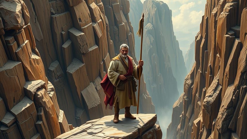 An epic wood carving of Cyrus I. Scofield leading millions of people off a cliff. An epic wood carving of Cyrus I. Scofield leading millions of people off a cliff.