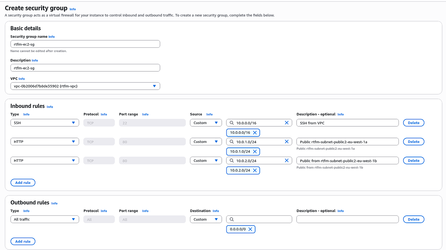 AWS: basic infrastructure setup for WordPress