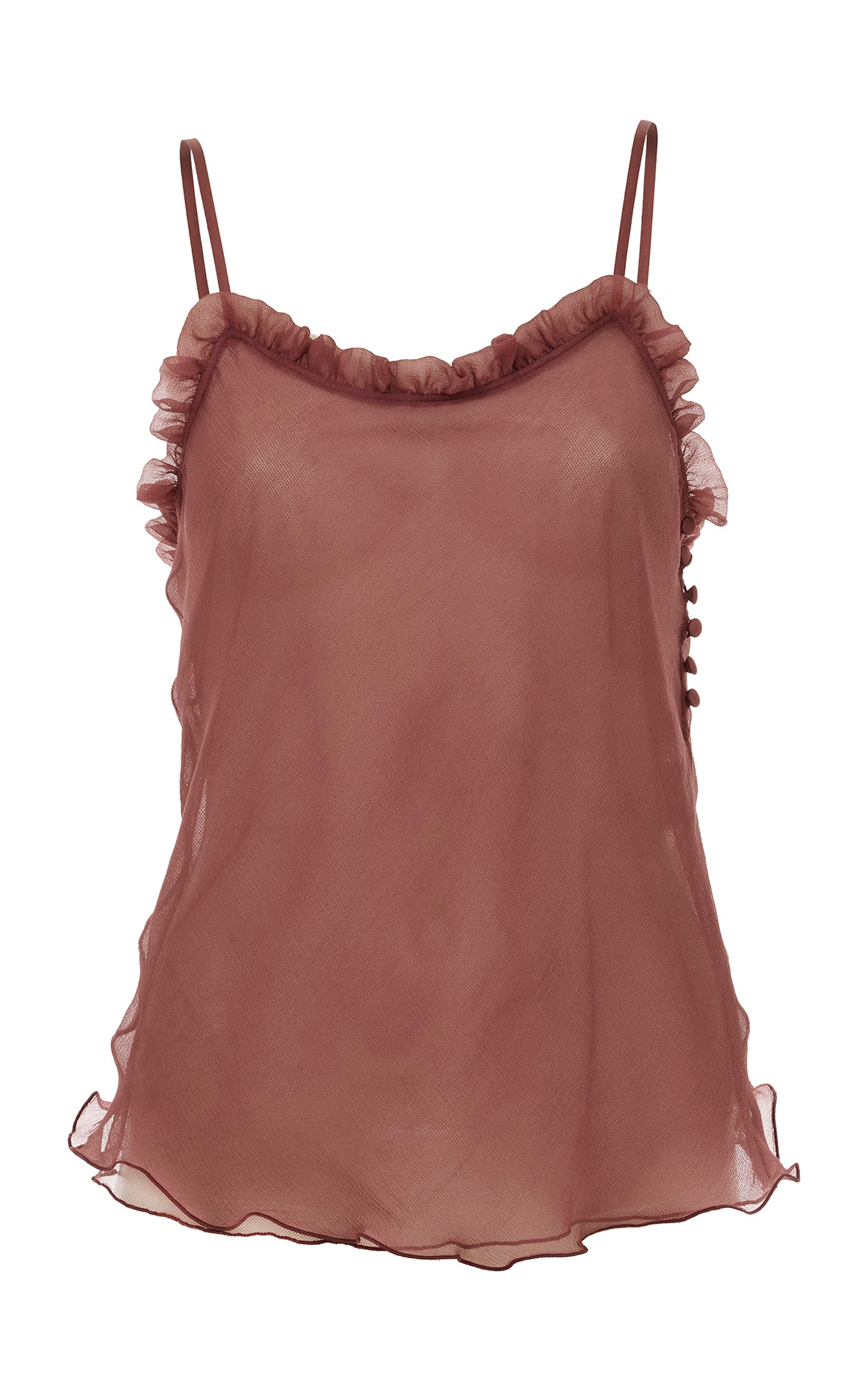 Ruffled Sheer Tulle Camisole Top