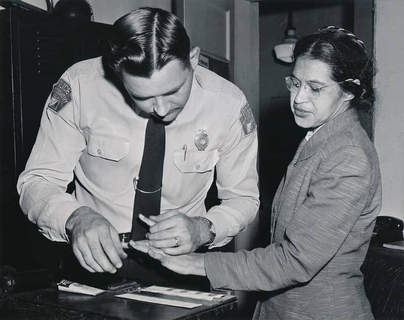 Rosa Parks being fingerprinted on February 22, 1956.