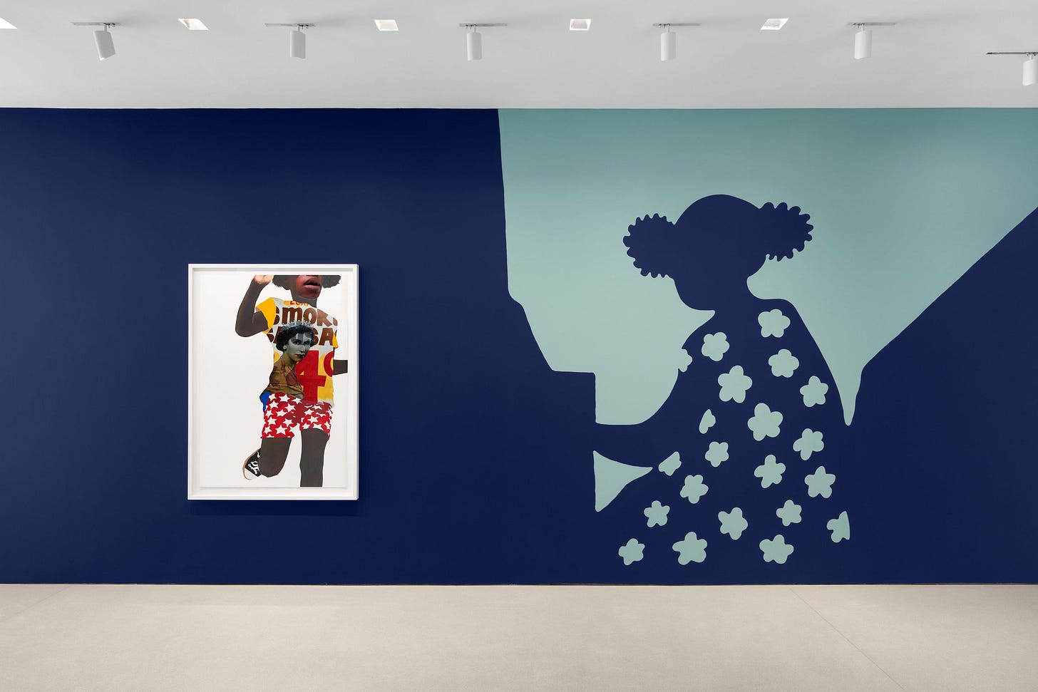  Installation view of  Deborah Roberts: Consequences of being  at The FLAG Art Foundation, 2026  Photography by Steven Probert Studio