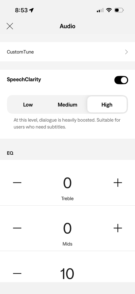 Screenshots from the Bose app.