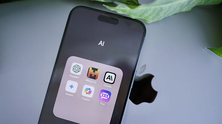 A phone folder with a variety of AI apps