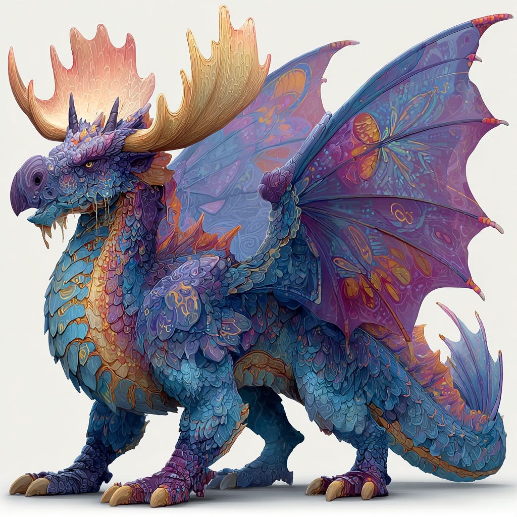 A blue and purple dragon with wings

AI-generated content may be incorrect.