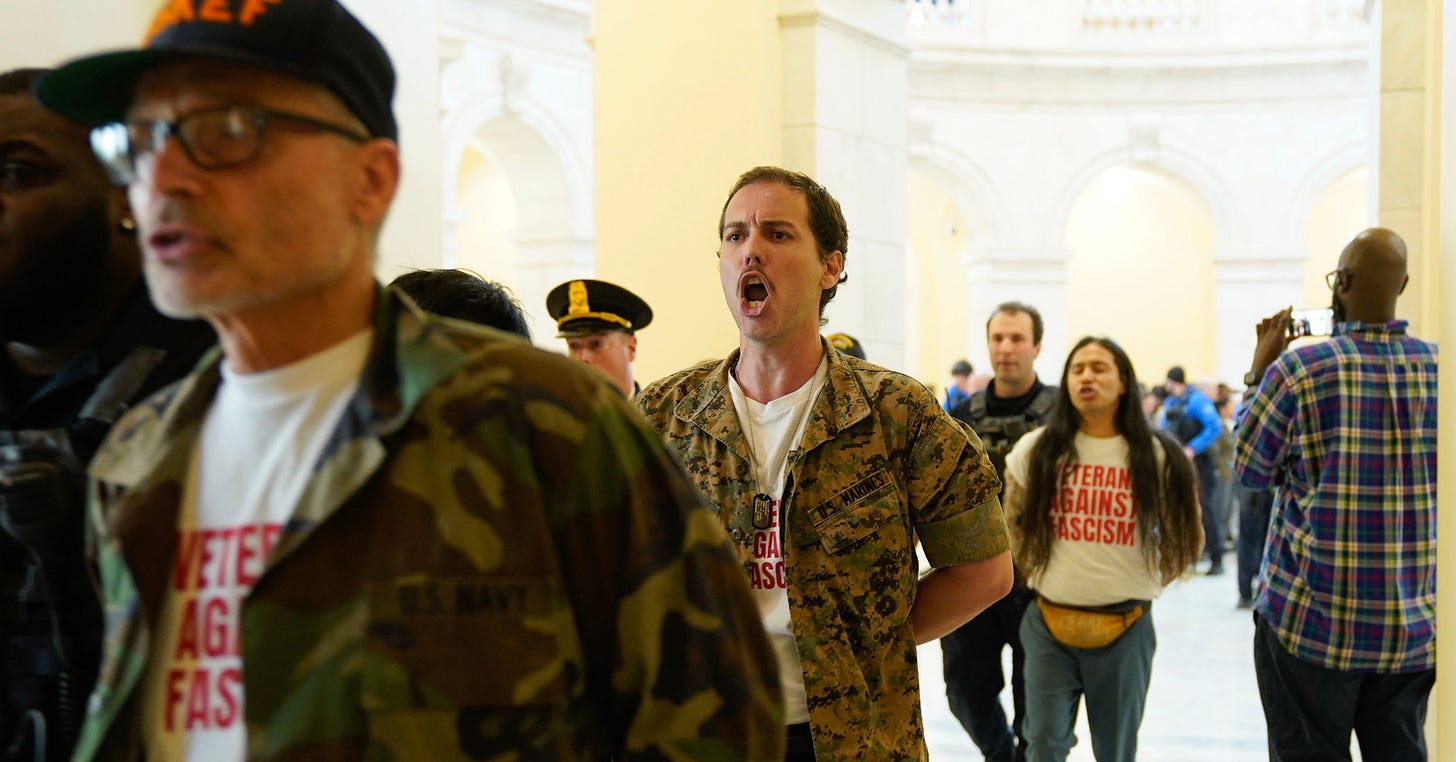 At a veteran-led protest on Capitol Hill, grief and dismay reverberate over Iran  war | KPBS Public Media