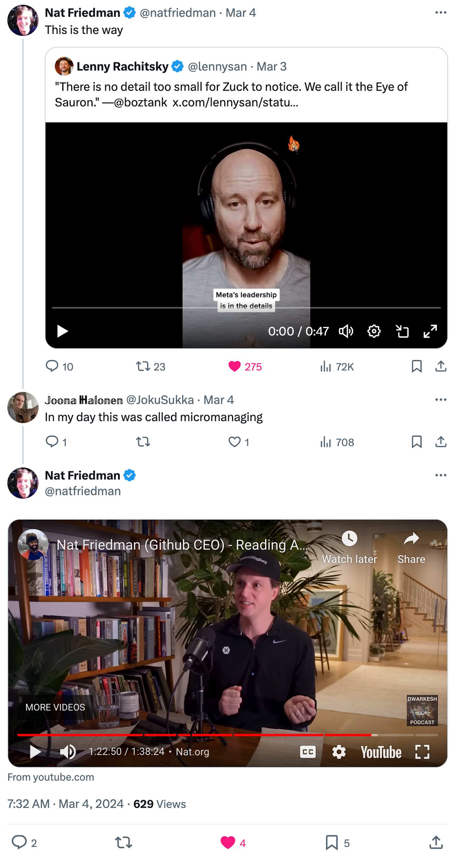 Nat Friedman, CEO of Github, responding with a previous interview where he talked about how decision making at Github and why it was his chief worry.