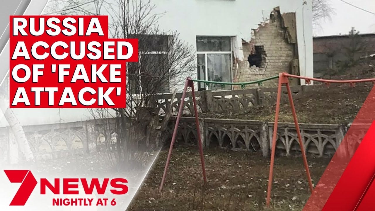 Russia accused of 'fake attack' on Ukraine to justify invasion | 7NEWS -  YouTube