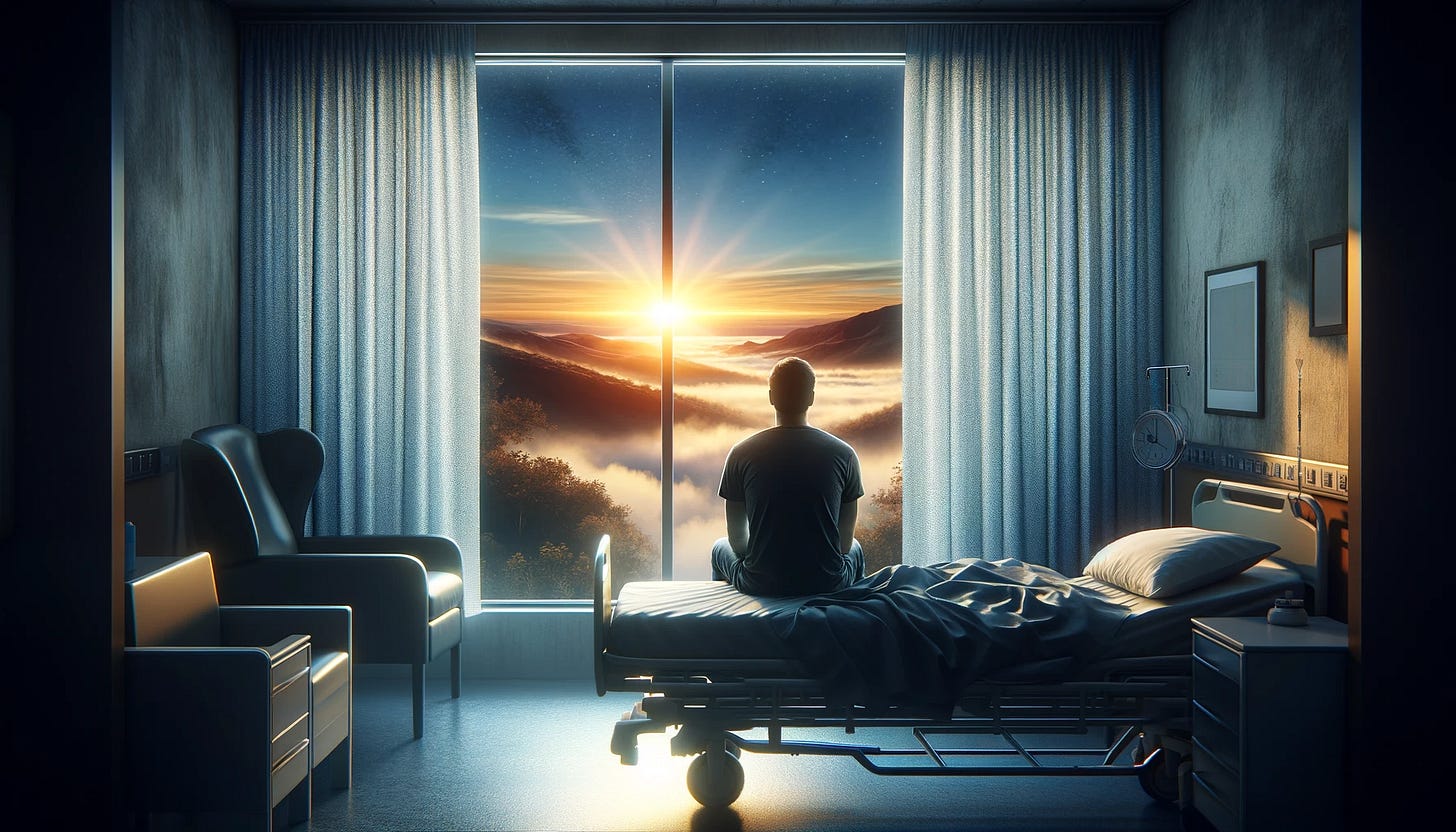 Alex ponders what is the difference between humans and AI from his hospital bed
