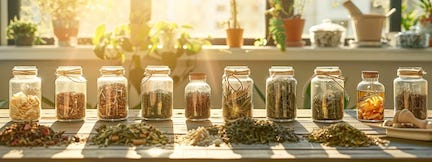 A group of jars with different herbs on a table
AI-generated content may be incorrect. A group of jars with different herbs on a table
AI-generated content may be incorrect.