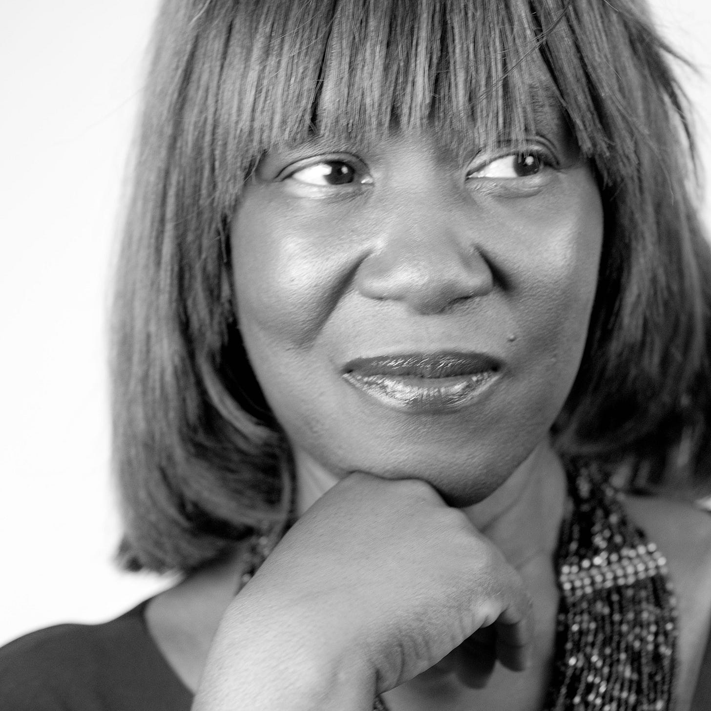 black and white headshot of Patricia Smith with a white background