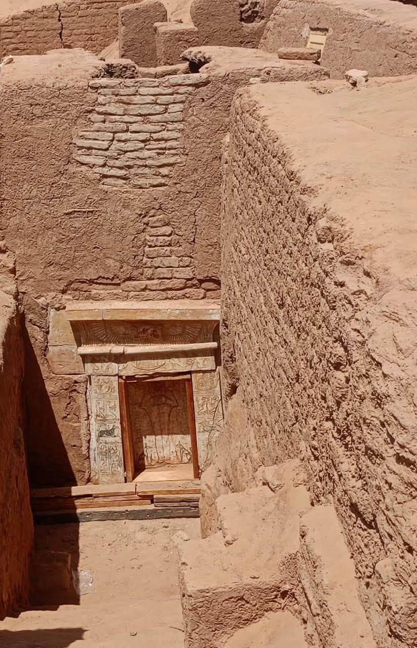 The stepped approach to the tomb at Bir el-Shaghala, leading down to the stone entrance.