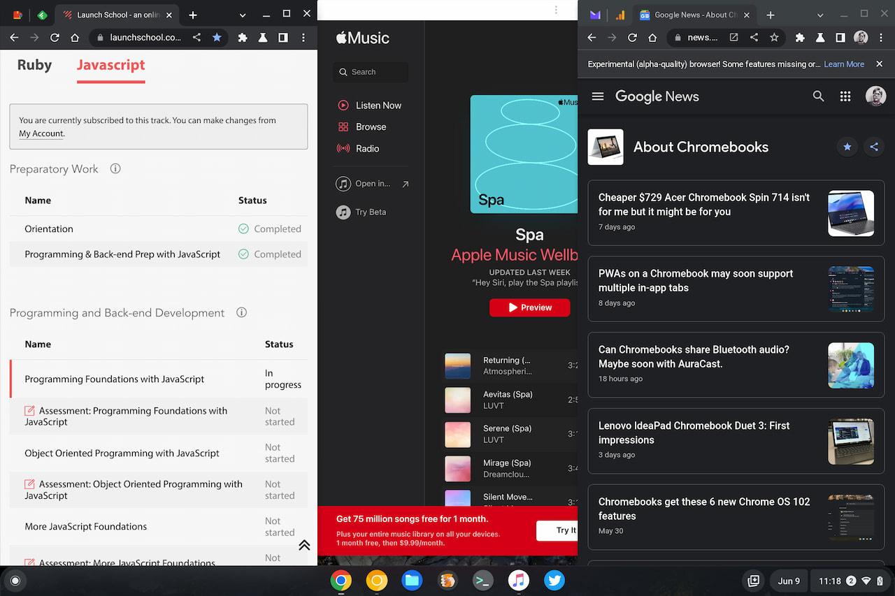 Partial Split Chromebook windows