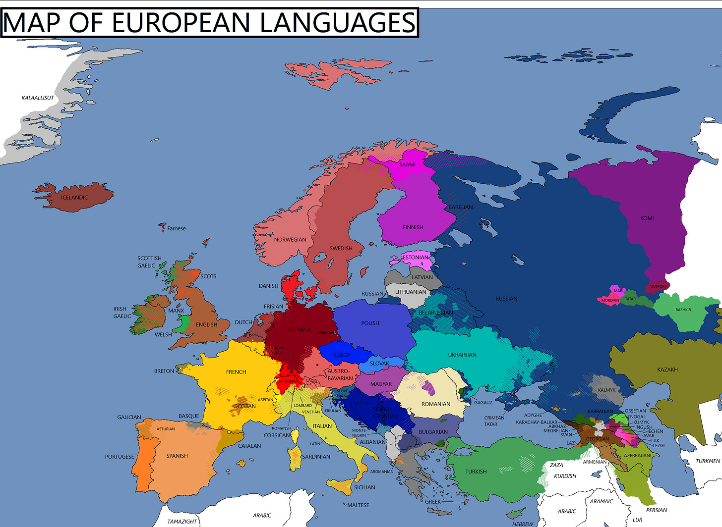 r/MapPorn - Language Map of Europe