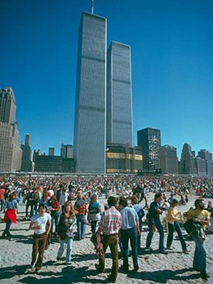 A blurry photograph of the Twin Towers of The World Trade Center before 9-11 A blurry photograph of the Twin Towers of The World Trade Center before 9-11