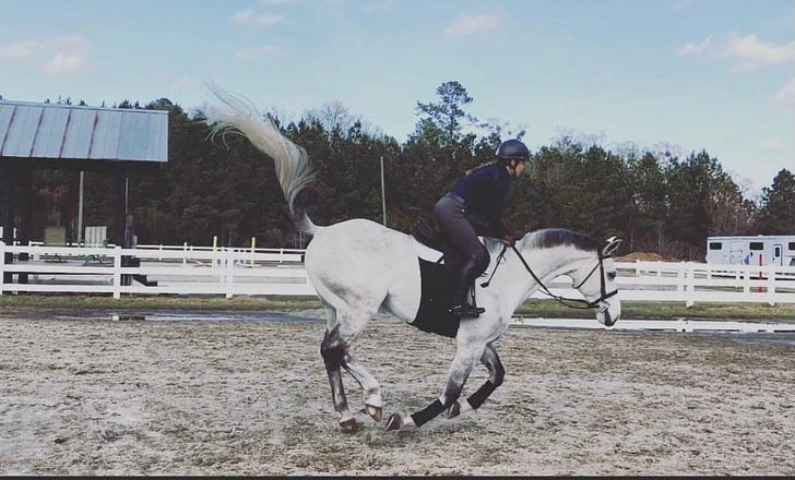 Holly’s sister Meg and her horse Stig, via Far Away