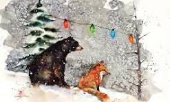 FOX, BEAR & LIGHTS, Set of 6 Greeting Cards FOX, BEAR & LIGHTS, Set of 6 Greeting Cards
