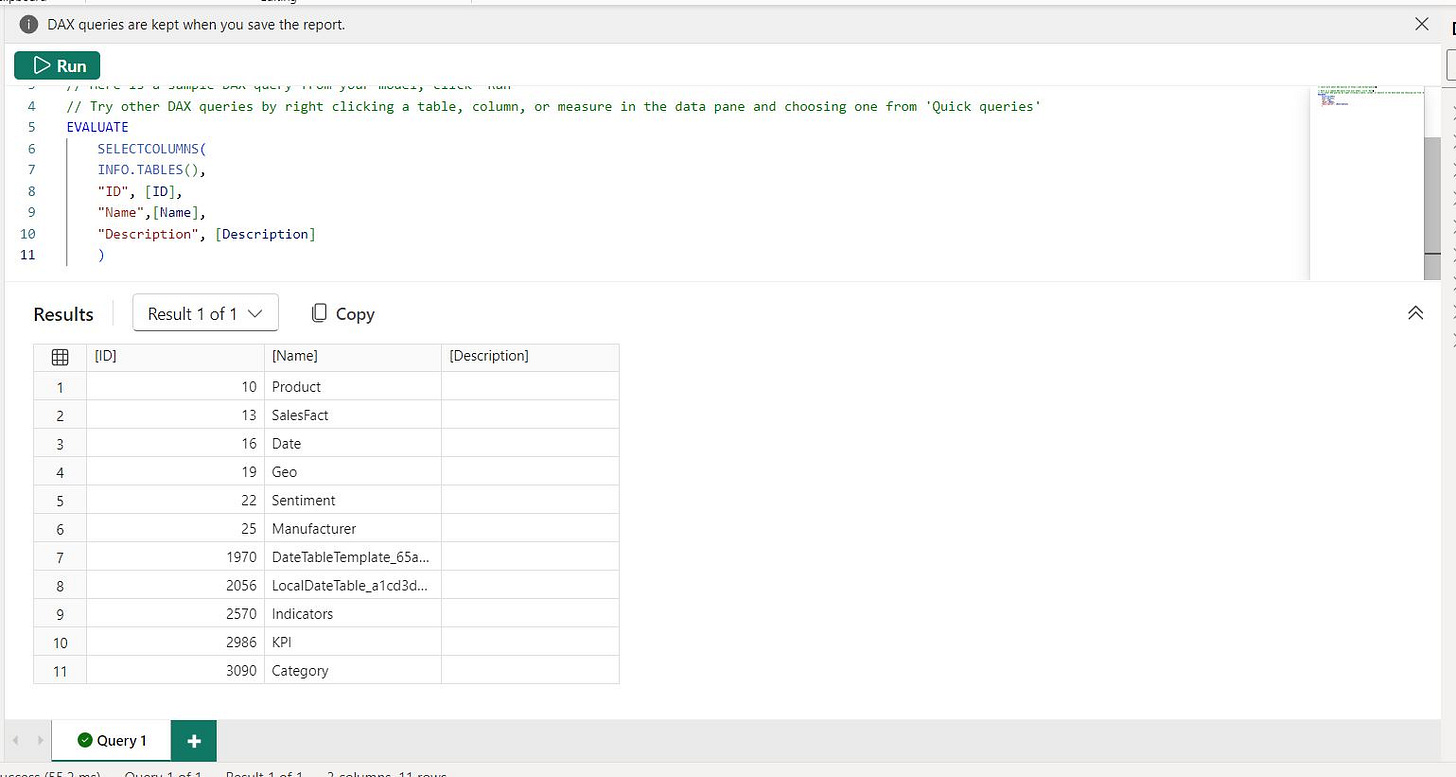 INFOTABLES() example