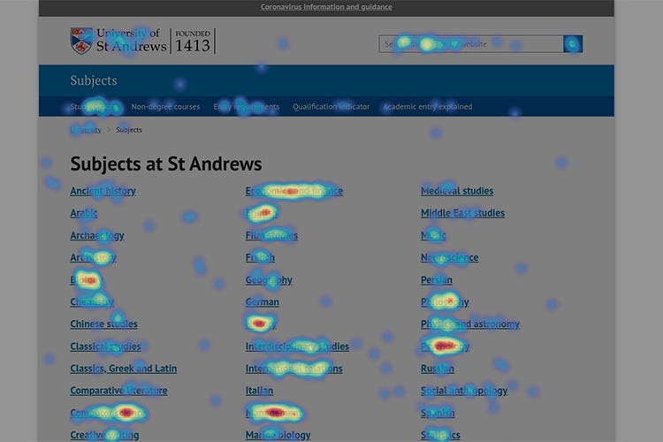 Heatmap of clicks on a web page Heatmap of clicks on a web page