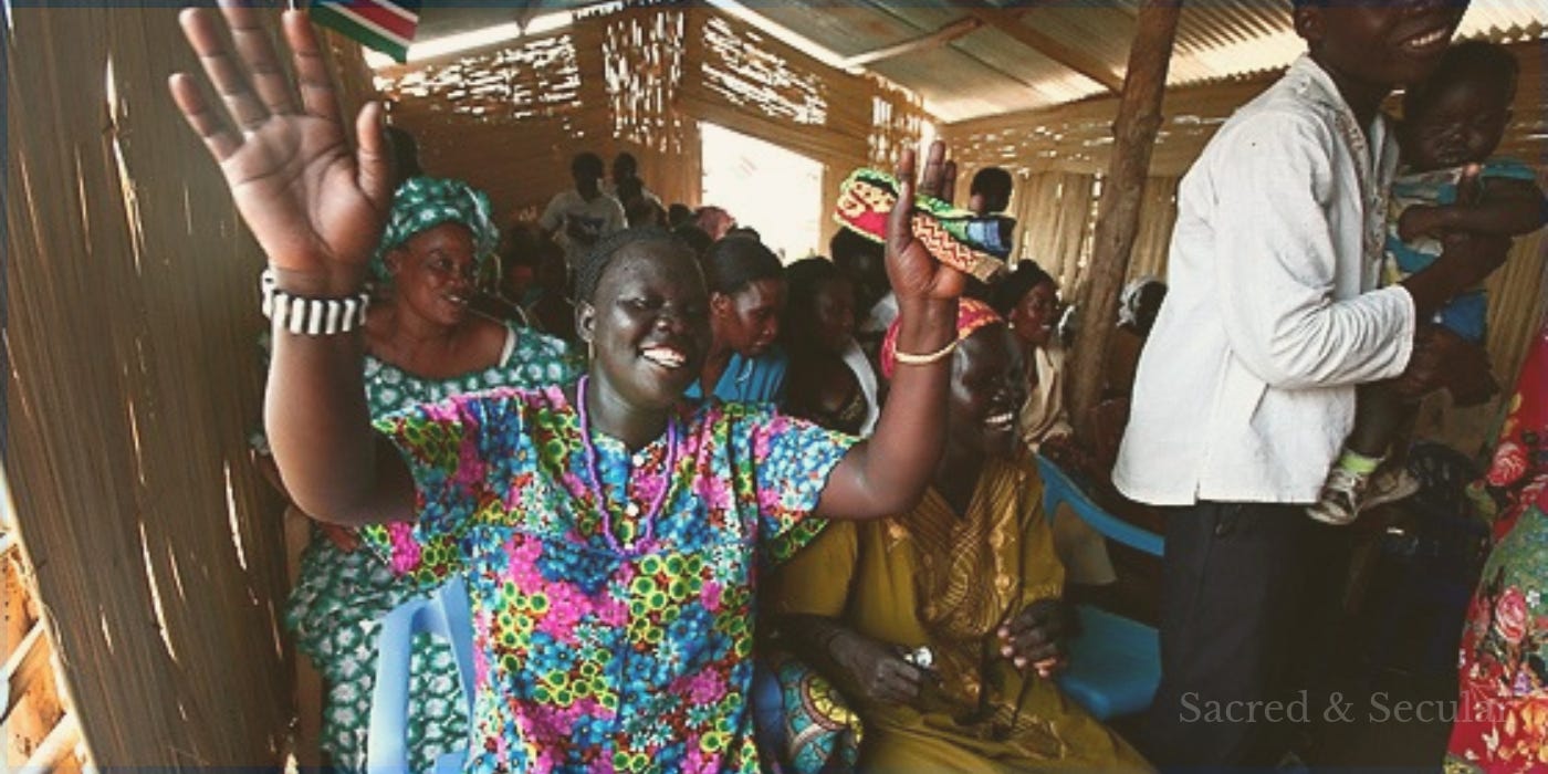: Members of a Christian congregation gathered in Juba, South Sudan, praying for unity. : Members of a Christian congregation gathered in Juba, South Sudan, praying for unity.